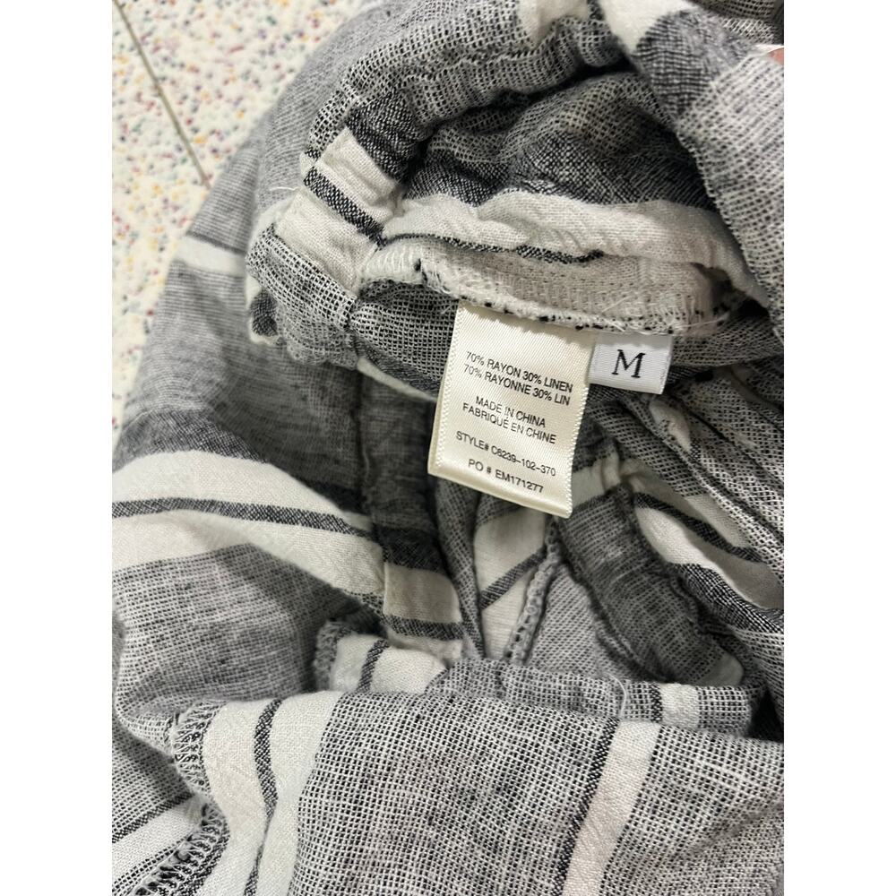 Cloth & Stone Linen Blend Jumpsuit Navy Striped Cropped Coastal Women's Size M - Picture 4 of 9